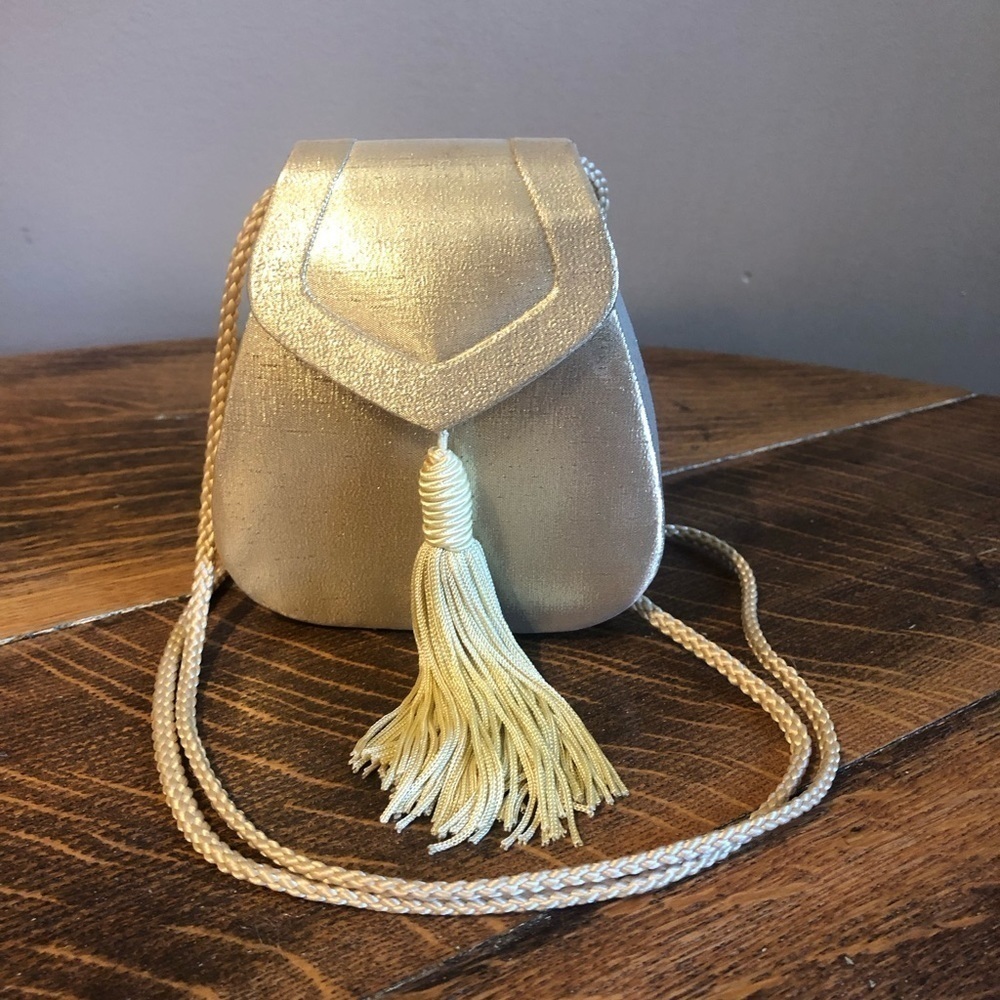 Gold tone evening bag